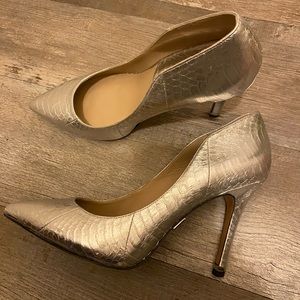 Michael Kore Silver metallic snake skin stiletto heel